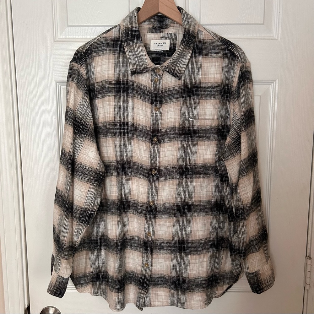 American Eagle Oversized Button Up Flannel Shirt Size XL